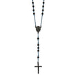 Stainless Steel Polished Black and Blue IP-plated 30in Rosary
