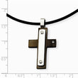 Stainless Steel CZ Accent Black IP-plated Cross 18in Necklace