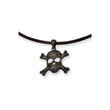 Stainless Steel IP Black-plated Skull w/ Cross Bones 18in Necklace