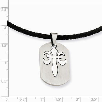 Stainless Steel Fleur de lis Pendant 18in Necklace