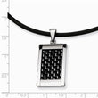 Stainless Steel Silver/Black Carbon Fiber Inlay 18in Leather Cord Necklace