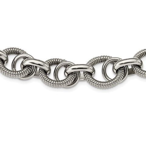 Stainless Steel Fancy Link 22in Necklace