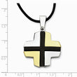 Stainless Steel Black & Yellow IP-plated Cross Necklace