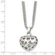 Stainless Steel Puffed Heart w/ Heart Cutouts 22in Necklace