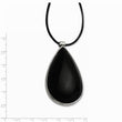 Stainless Steel Black Glass Teardrop with 1.5 inch Necklace