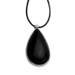 Stainless Steel Black Glass Teardrop with 1.5 inch Necklace