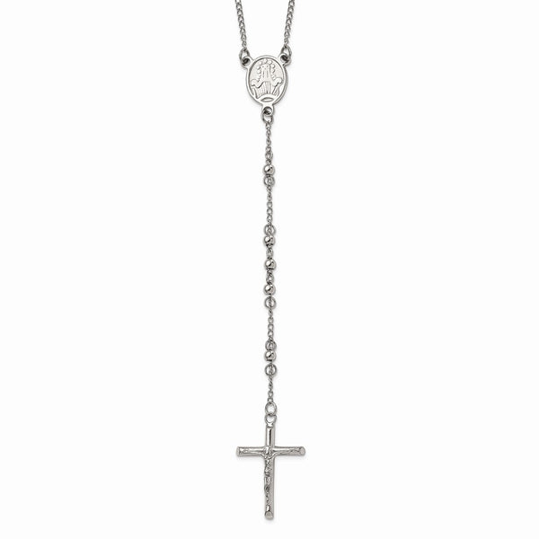 Stainless Steel 4mm Bead Rosary Necklace