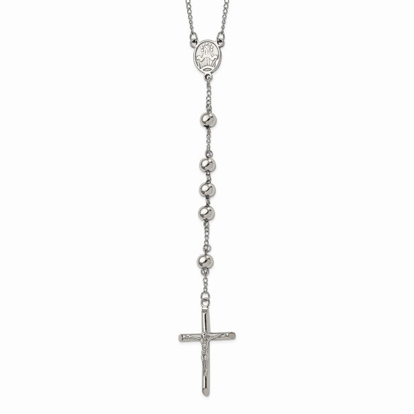 Stainless Steel 8mm Bead Rosary Necklace