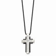 Stainless Steel IP Black-plated & CZ Cross Pendant Necklace