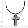 Stainless Steel Black-plated & Black Diamonds Cross Necklace