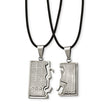 Stainless Steel Polished/Brushed CZ Love Music Halves Necklace Set