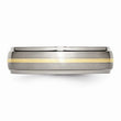 Titanium Ridged Edge 14k Yellow Inlay 6mm Brushed/Polished Band