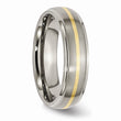 Titanium Ridged Edge 14k Yellow Inlay 6mm Brushed/Polished Band