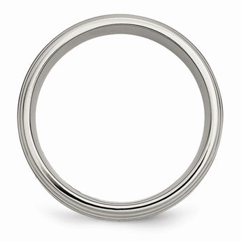 Titanium Ridged Edge 14k Yellow Inlay 8mm Brushed/Polished Band