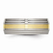 Titanium Ridged Edge 14k Yellow Inlay 8mm Brushed/Polished Band