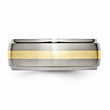 Titanium Ridged Edge 14k Yellow Inlay 8mm Brushed/Polished Band