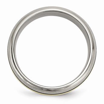 Titanium Grooved 14k Yellow Inlay 8mm Brushed and Antiqued Band