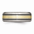Titanium Grooved 14k Yellow Inlay 8mm Brushed and Antiqued Band