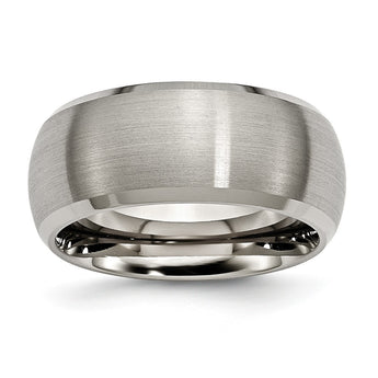 Titanium Beveled Edge 10mm Satin and Polished Band