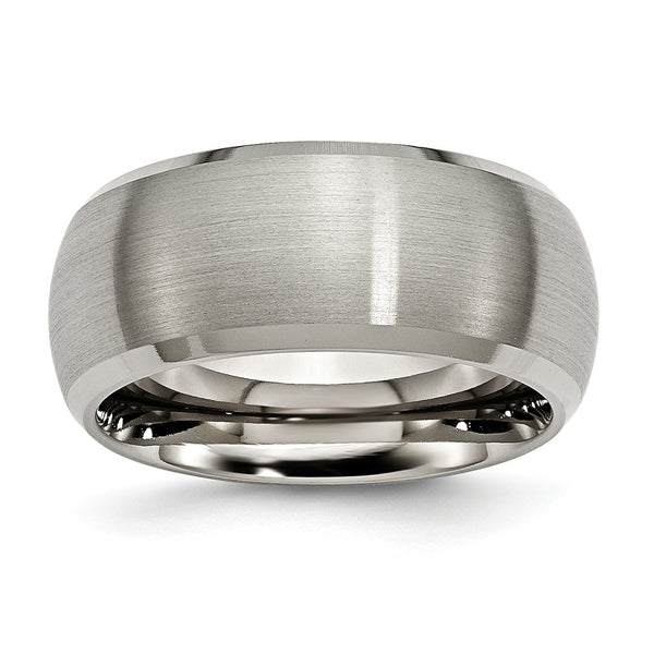 Titanium Beveled Edge 10mm Satin and Polished Band