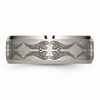Titanium Beveled Edge 8mm Laser Design Brushed & Polished Band