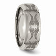 Titanium Beveled Edge 8mm Laser Design Brushed & Polished Band