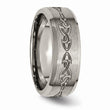 Titanium Beveled Edge 8mm Laser Design Brushed & Polished Band