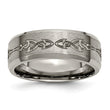 Titanium Beveled Edge 8mm Laser Design Brushed & Polished Band