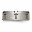 Titanium Beveled Edge 8mm Laser Design Brushed & Polished Band