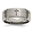 Titanium Beveled Edge 8mm Laser Design Brushed & Polished Band