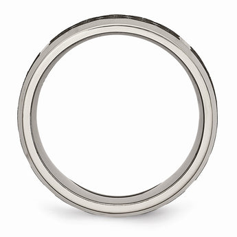 Titanium Beveled Edge 8mm Laser Design Brushed & Polished Band