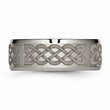 Titanium Beveled Edge 8mm Laser Design Brushed & Polished Band