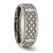 Titanium Beveled Edge 8mm Laser Design Brushed & Polished Band