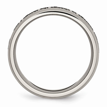 Titanium Beveled Edge 8mm Laser Design Brushed & Polished Band