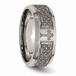 Titanium Beveled Edge 8mm Laser Design Brushed & Polished Band