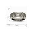 Titanium Beveled Edge 8mm Laser Design Brushed & Polished Band