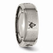 Titanium Beveled Edge 8mm Laser Design Brushed & Polished Band
