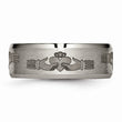Titanium Beveled Edge 8mm Laser Design Brushed & Polished Band