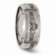 Titanium Beveled Edge 8mm Laser Design Brushed & Polished Band