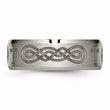Titanium Beveled Edge 8mm Laser Design Brushed & Polished Band