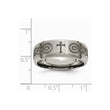 Titanium Beveled Edge 8mm Laser Design Brushed & Polished Band