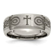 Titanium Beveled Edge 8mm Laser Design Brushed & Polished Band
