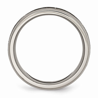 Titanium Beveled Edge 8mm Laser Design Brushed & Polished Band