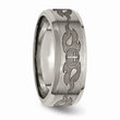 Titanium Beveled Edge 8mm Laser Design Brushed & Polished Band