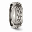 Titanium Beveled Edge 8mm Laser Design Brushed & Polished Band