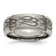 Titanium Beveled Edge 8mm Laser Design Brushed & Polished Band