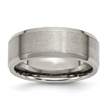 Titanium Beveled Edge 8mm Brushed and Polished Band