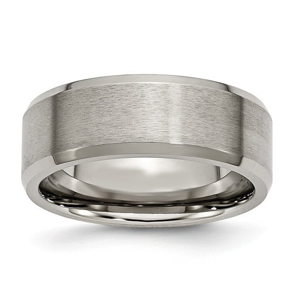 Titanium Beveled Edge 8mm Brushed and Polished Band