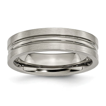 Titanium Grooved 6mm Brushed and Polished Band