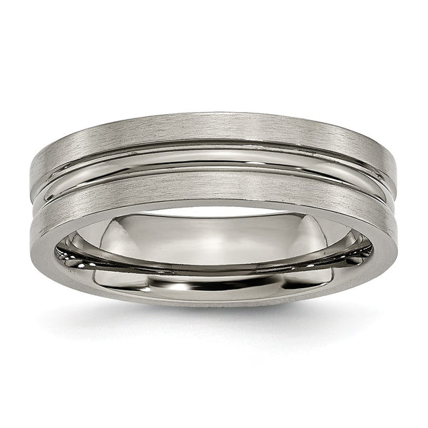 Titanium Grooved 6mm Brushed and Polished Band